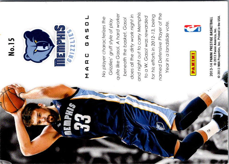 2013 Panini Prestige Franchise Favorites Marc Gasol