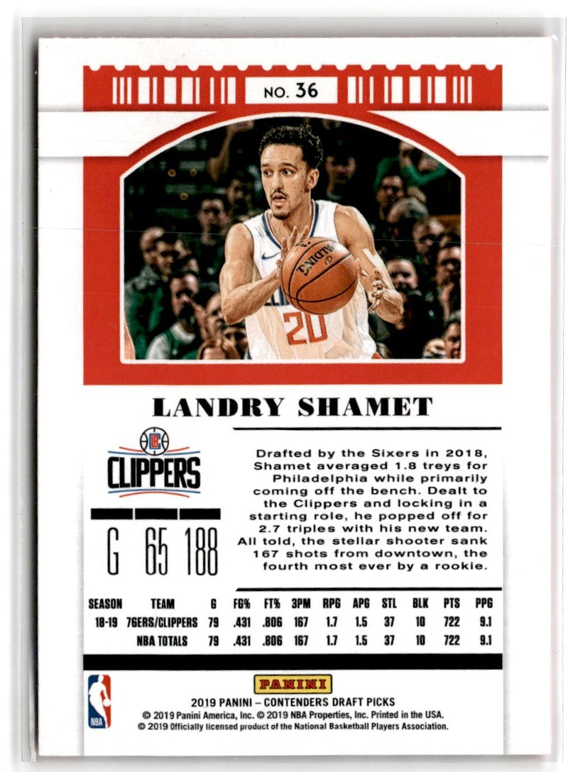 2019 Panini Contenders Draft Picks Ticket Red Foil Landry Shamet