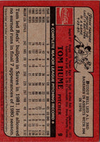 1982 Topps Coca-Cola Cincinnati Reds Tom Hume #9