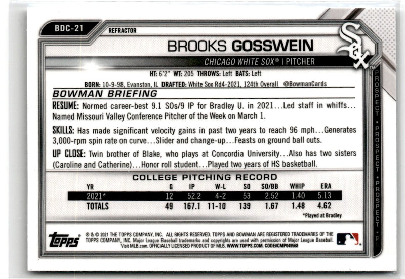 2021 Bowman Draft Chrome Brooks Gosswein