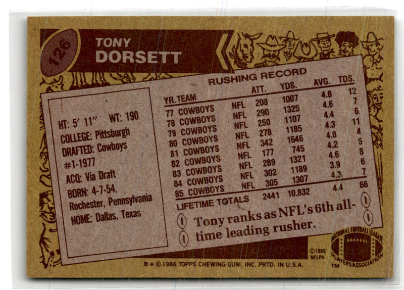 1986 Topps Tony Dorsett