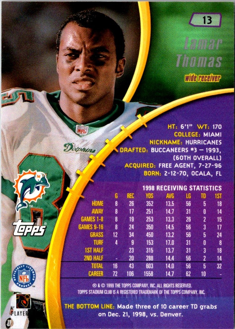 1999 Stadium Club Lamar Thomas