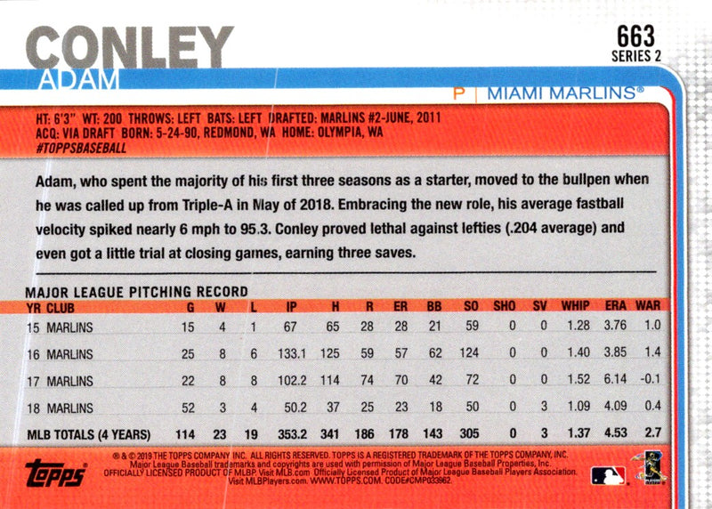 2019 Topps Adam Conley