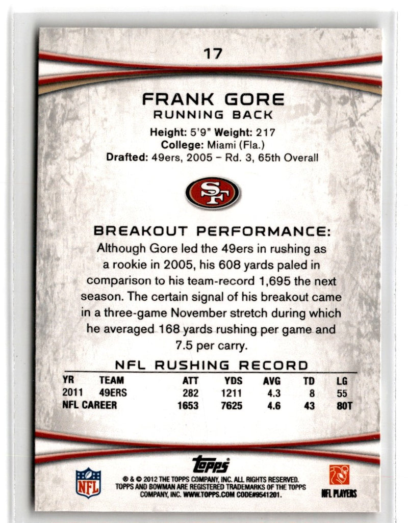 2012 Bowman Frank Gore