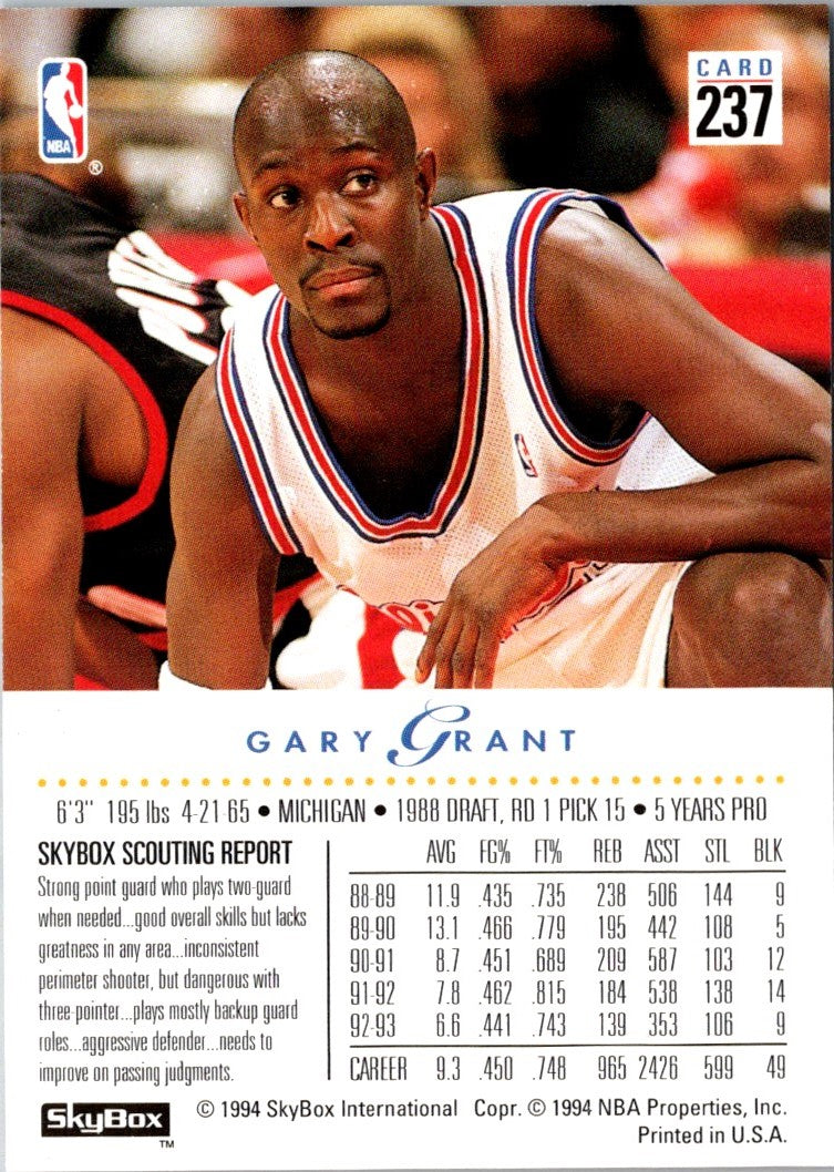1993 SkyBox Gary Grant