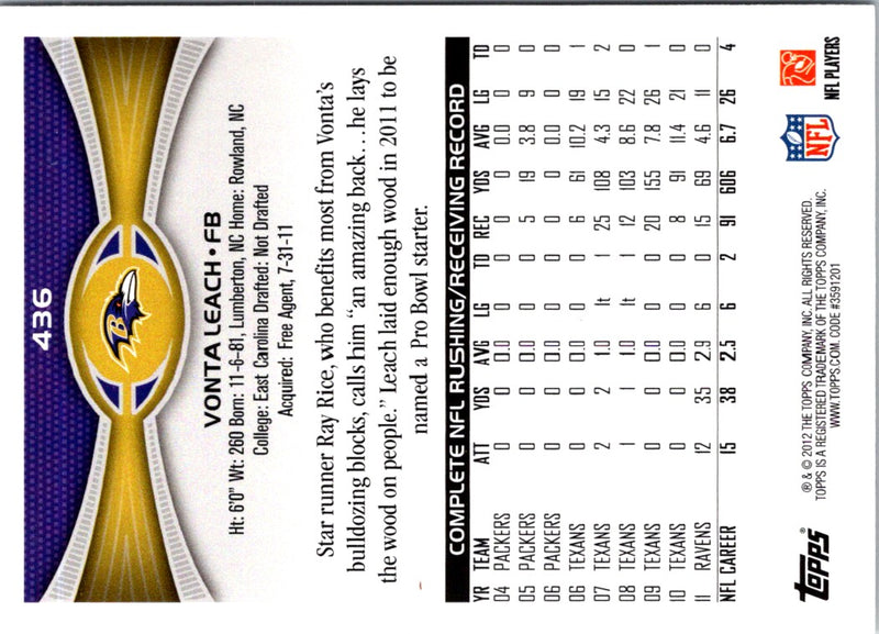2012 Topps Vonta Leach