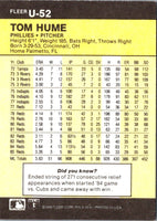 1986 Fleer Update Tom Hume #U-52