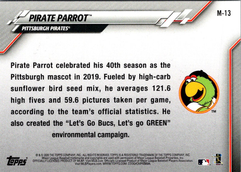 2020 Topps Opening Day Mascots Pirate Parrot