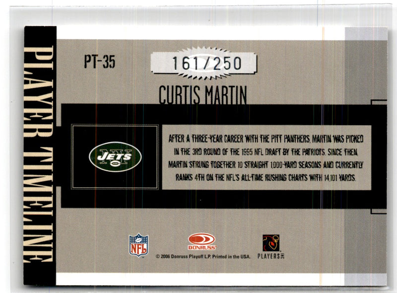 2006 Donruss Gridiron Gear Player Timeline Silver Curtis Martin