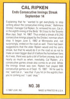1987 Donruss Highlights Cal Ripken #38