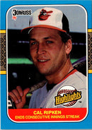 1987 Donruss Highlights Cal Ripken