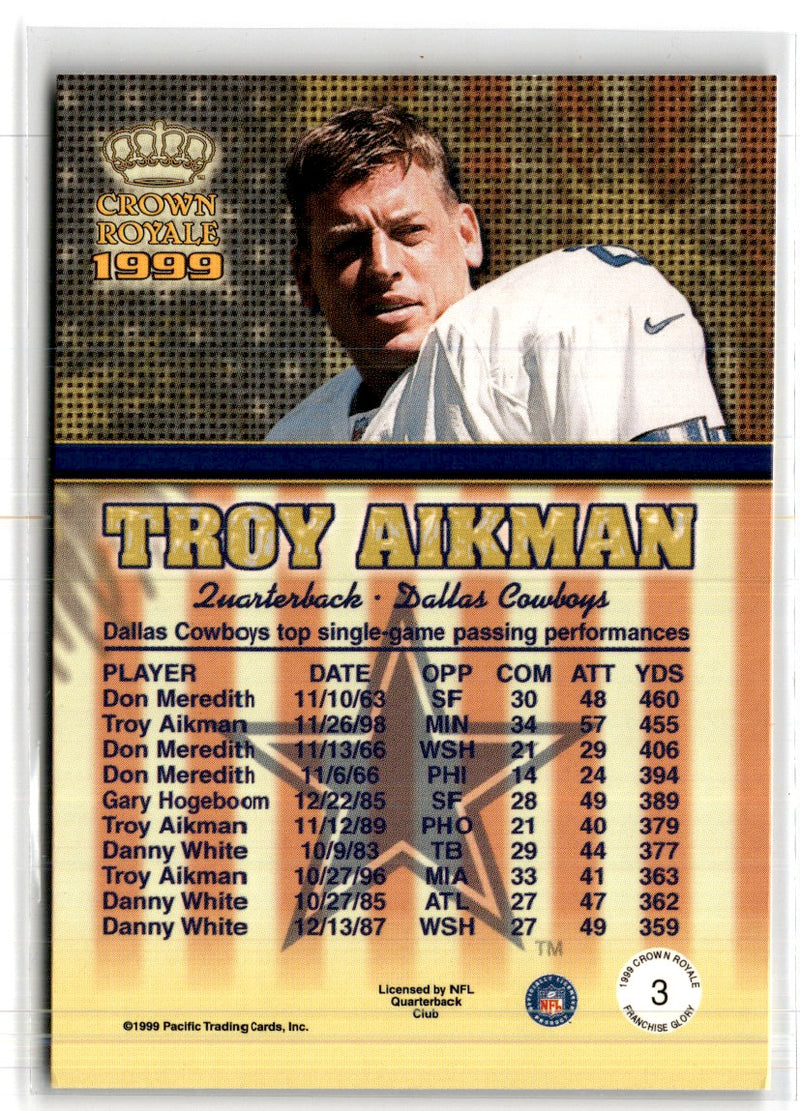 1999 Pacific Crown Royale Card Supials Troy Aikman