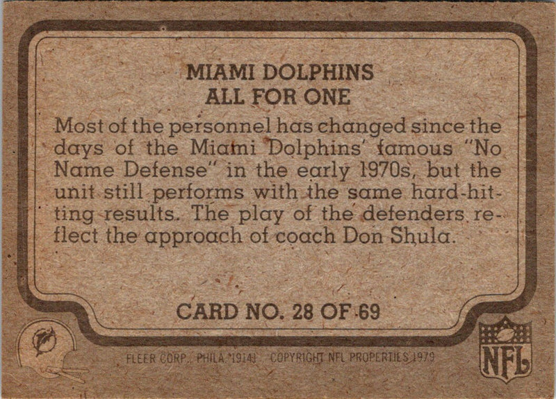 1979 Fleer Team Action Stickers Miami Dolphins Helmet