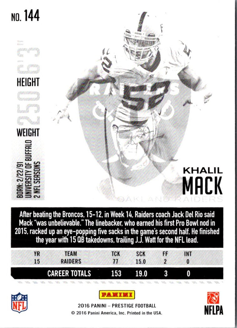 2016 Panini Prestige Khalil Mack