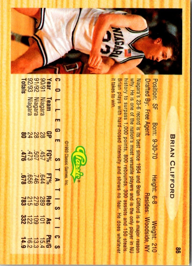 1993 Classic Draft Picks Gold Brian Clifford