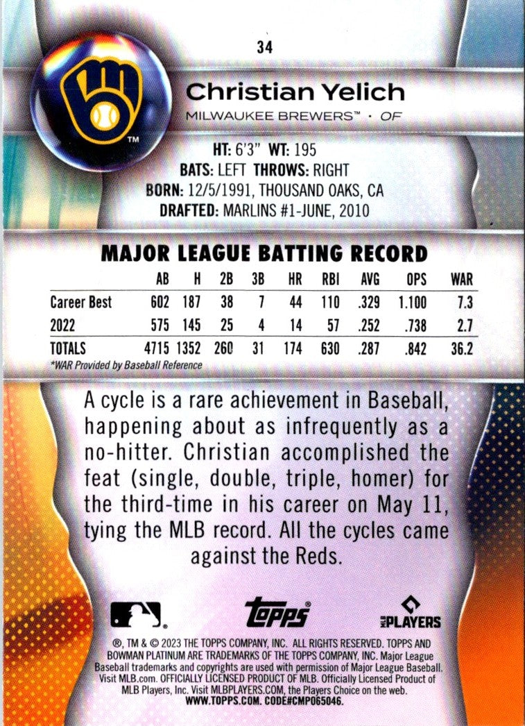 2023 Bowman Platinum Christian Yelich