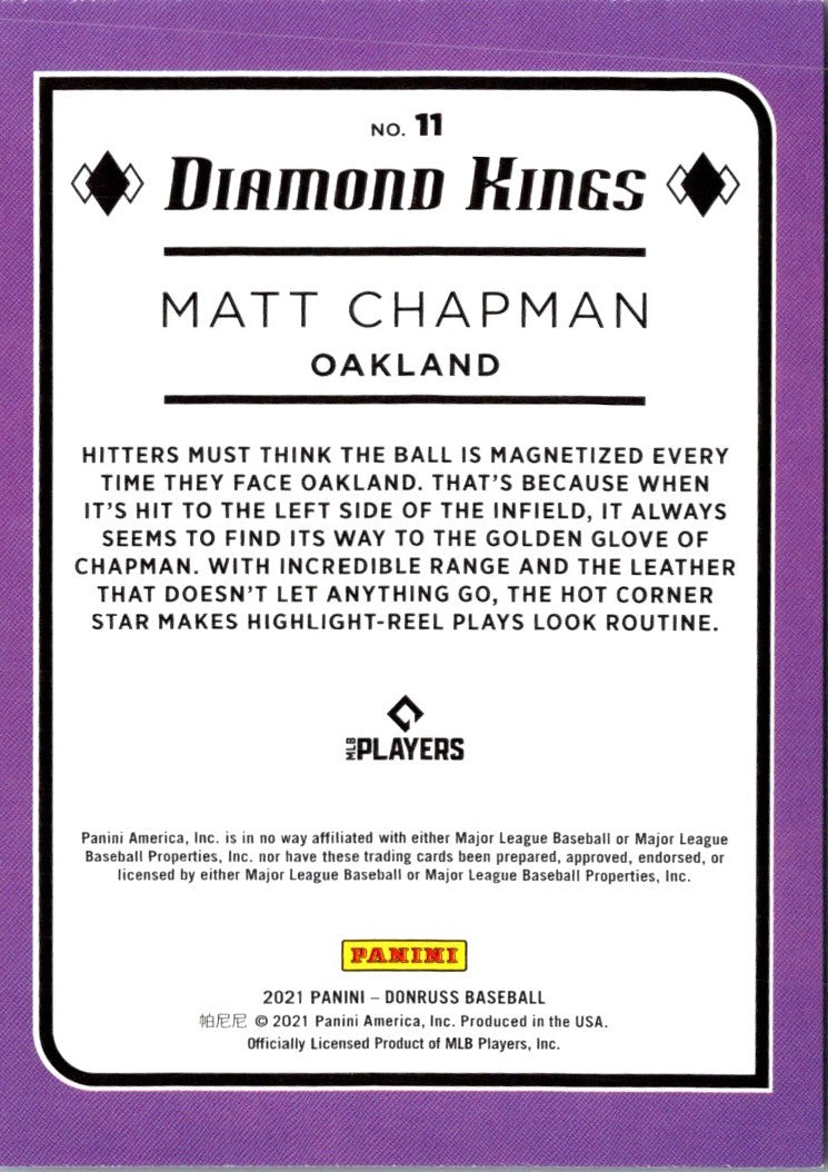 2021 Donruss Holo Purple Matt Chapman