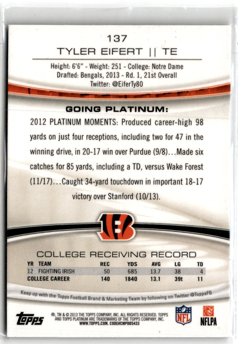 2013 Topps Platinum Tyler Eifert