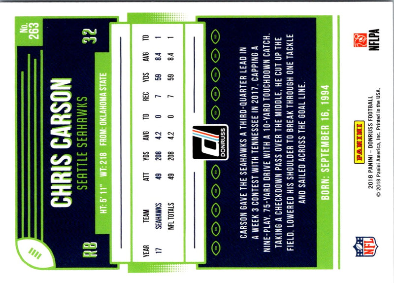 2018 Donruss Chris Carson
