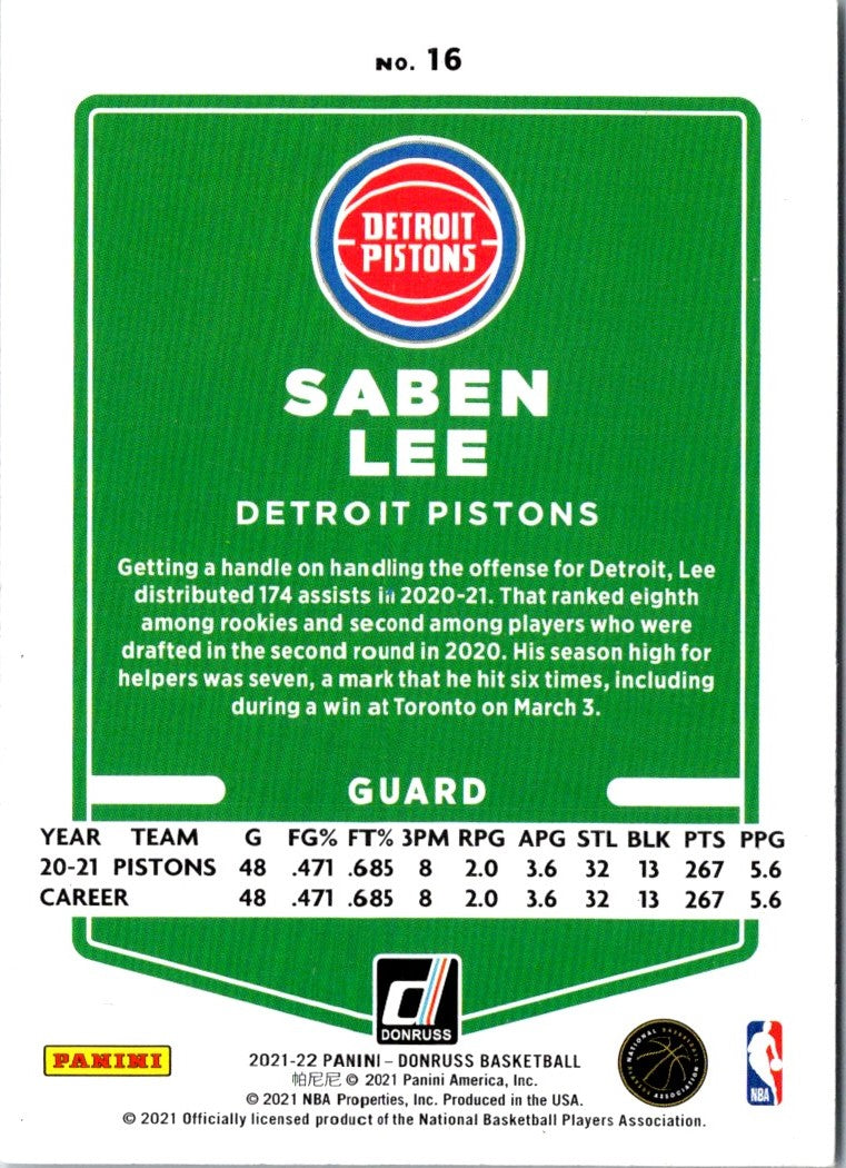 2021 Donruss Saben Lee