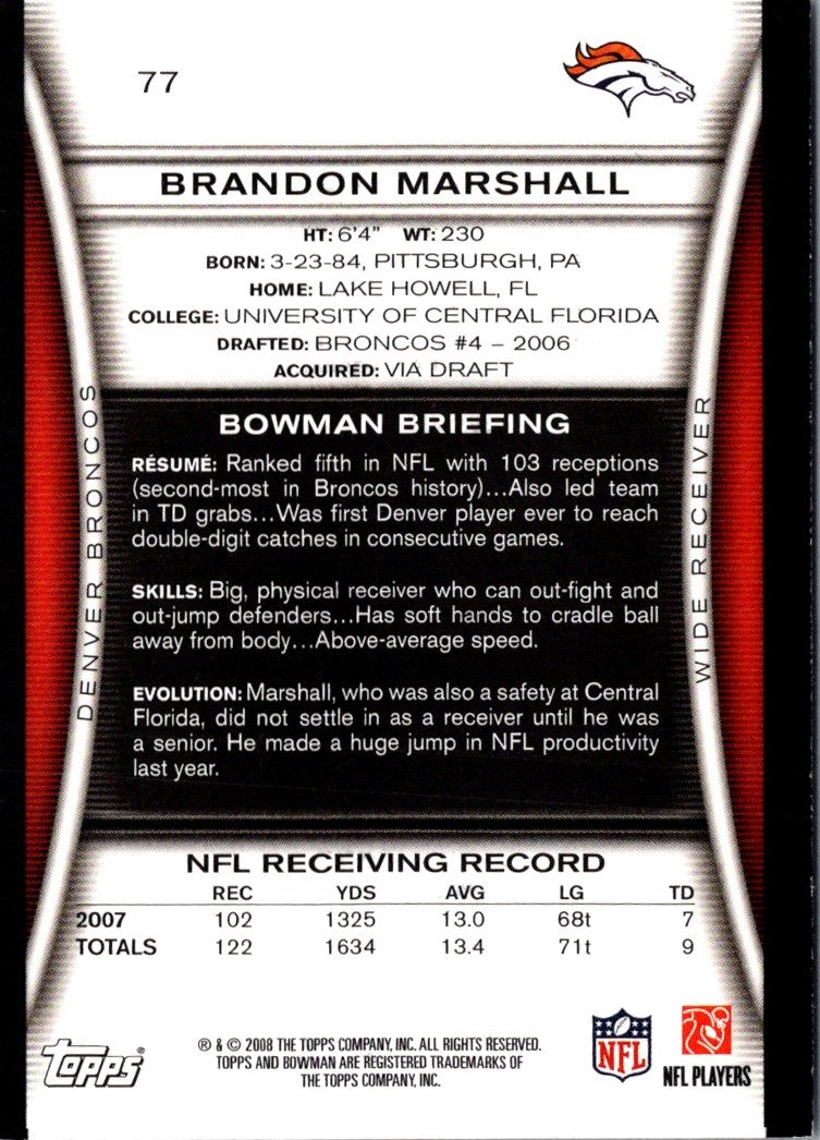 2008 Bowman Brandon Marshall