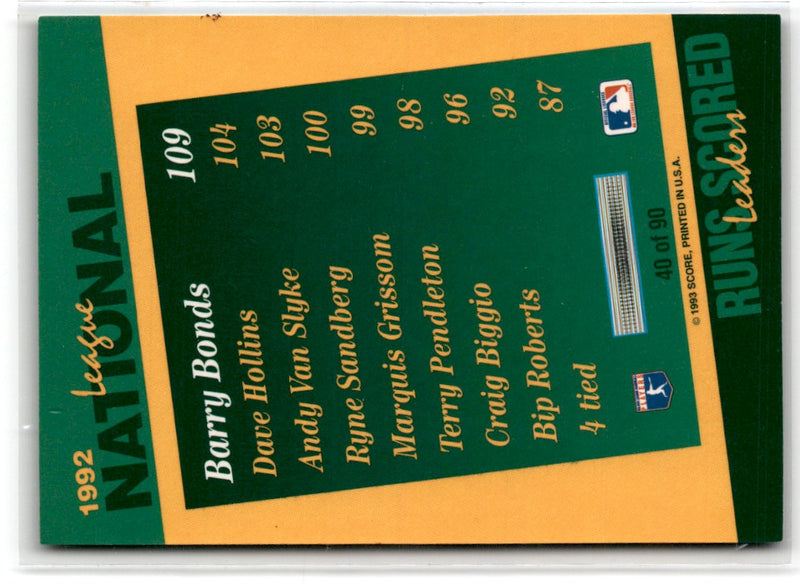 1993 Score Select Stat Leaders Barry Bonds