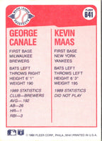 1990 Fleer George Canale/Kevin Maas #641 Rookie