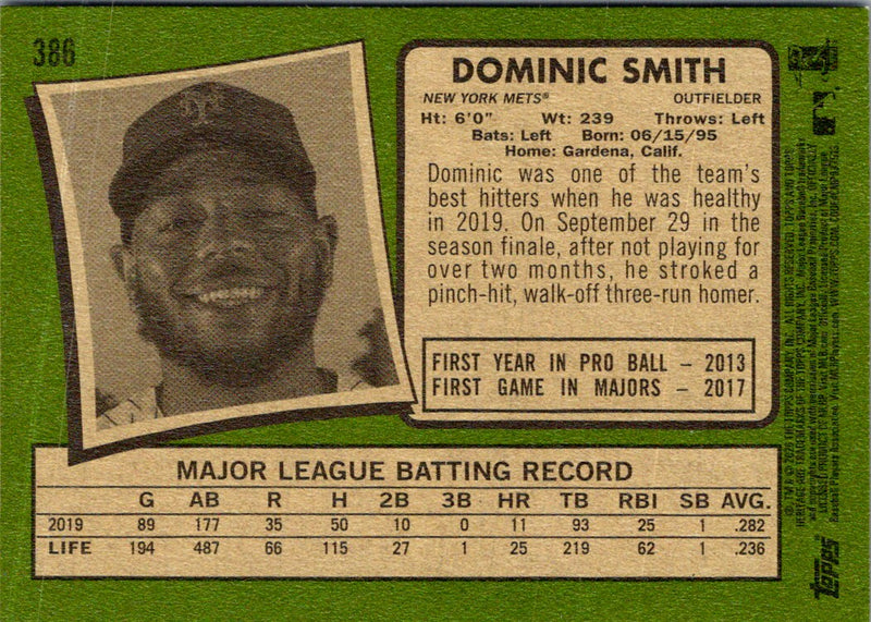 2020 Topps Heritage Dominic Smith