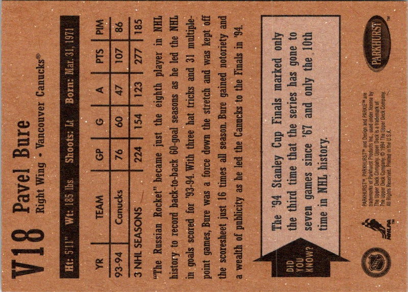 1994 Parkhurst Vintage Pavel Bure