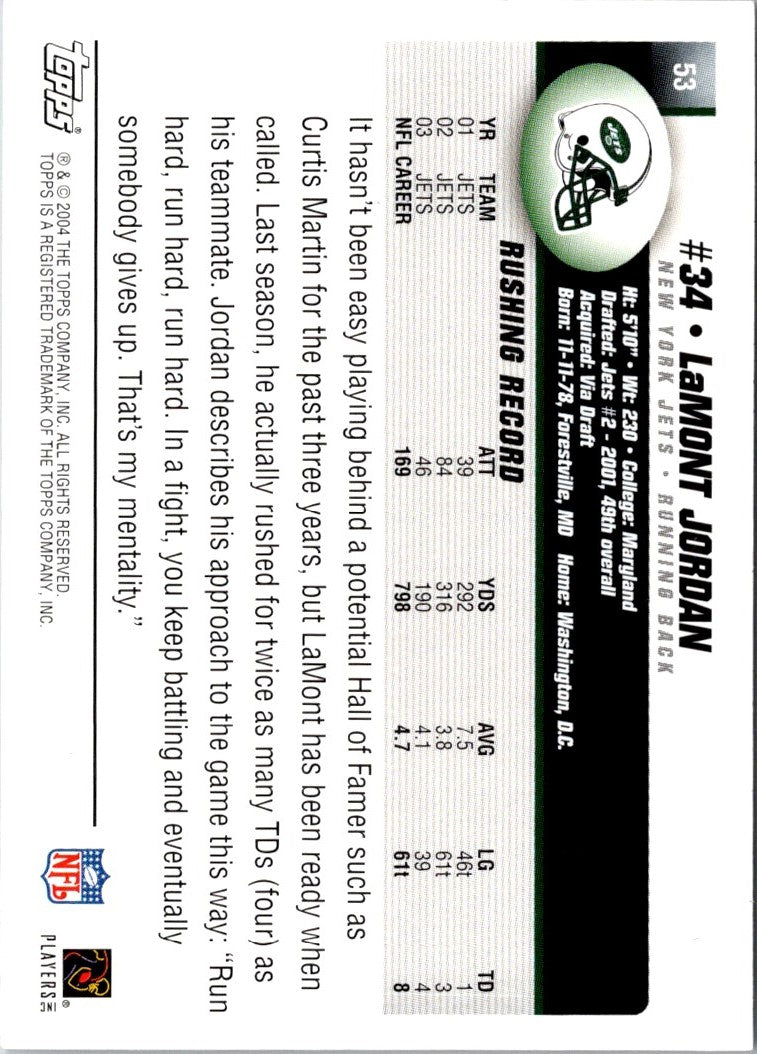 2004 Topps LaMont Jordan