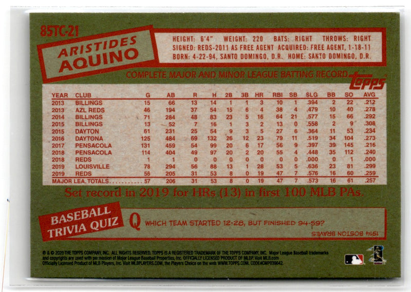 2020 Topps Chrome 1985 Baseball Aristides Aquino