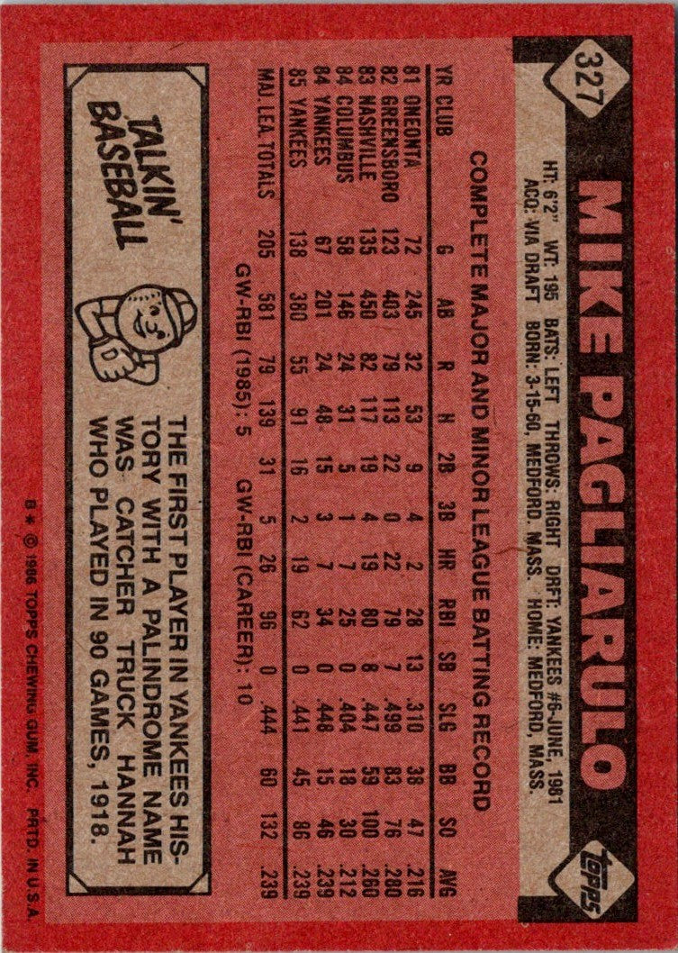 1986 Topps Mike Pagliarulo