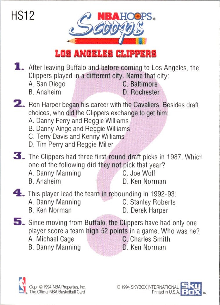 1993 Hoops Scoops Danny Manning