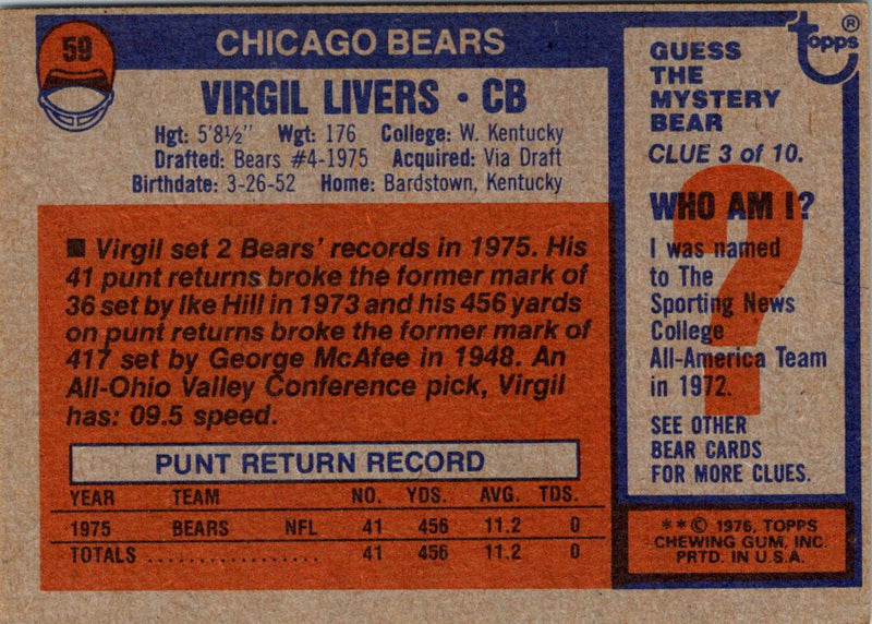 1976 Topps Virgil Livers