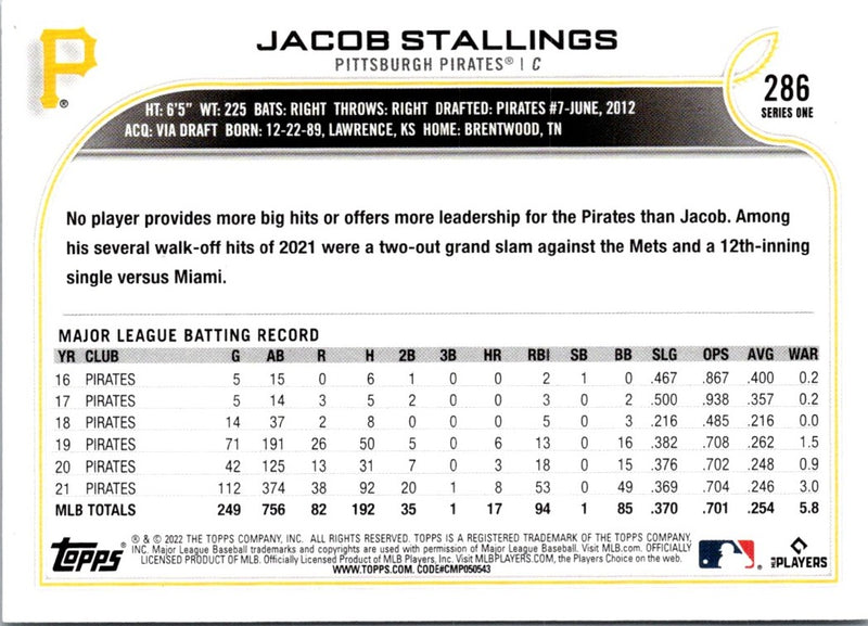 2022 Topps Jacob Stallings