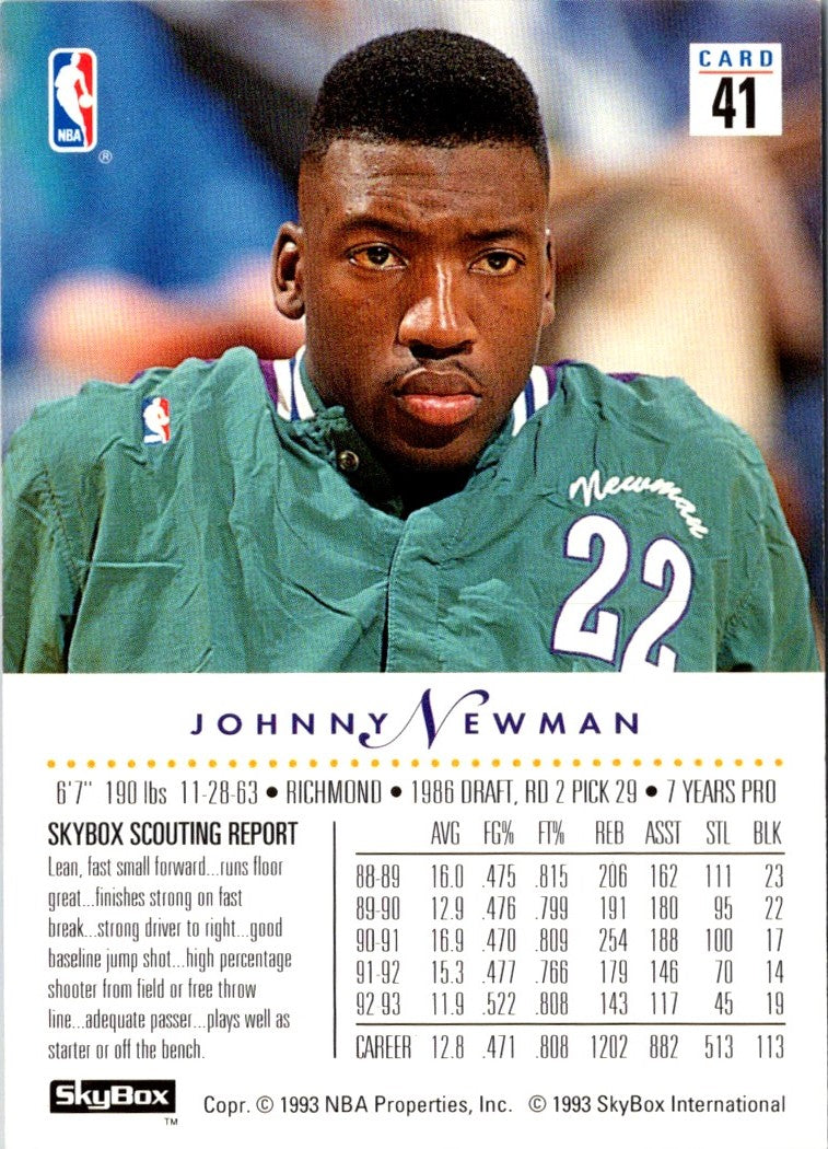 1993 SkyBox Johnny Newman
