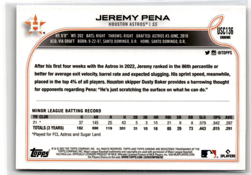 2022 Topps Chrome Update Jeremy Pena