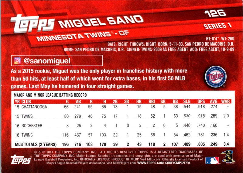 2017 Topps All-Star Game 2017 Miguel Sano