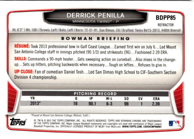 2013 Bowman Draft Picks & Prospects Chrome Derrick Penilla