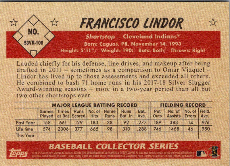 2019 Bowman Heritage Francisco Lindor