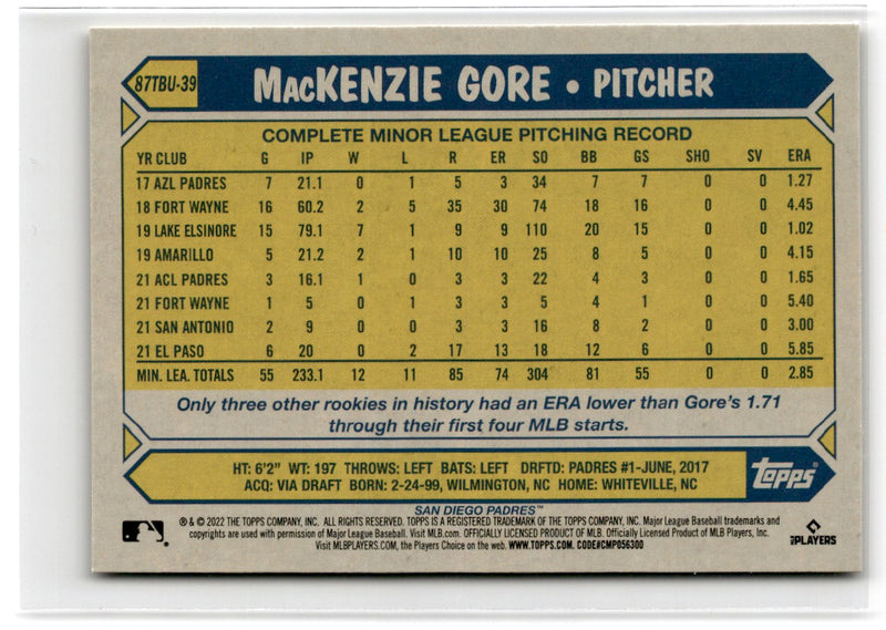 2022 Topps MacKenzie Gore