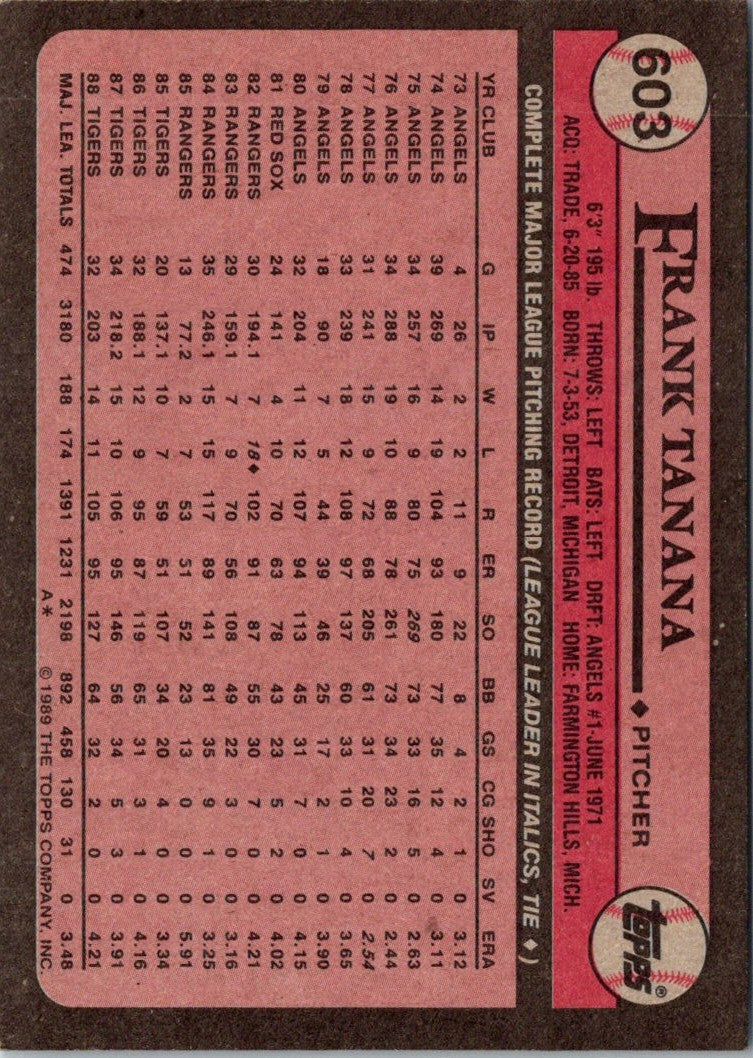 1989 Topps Frank Tanana