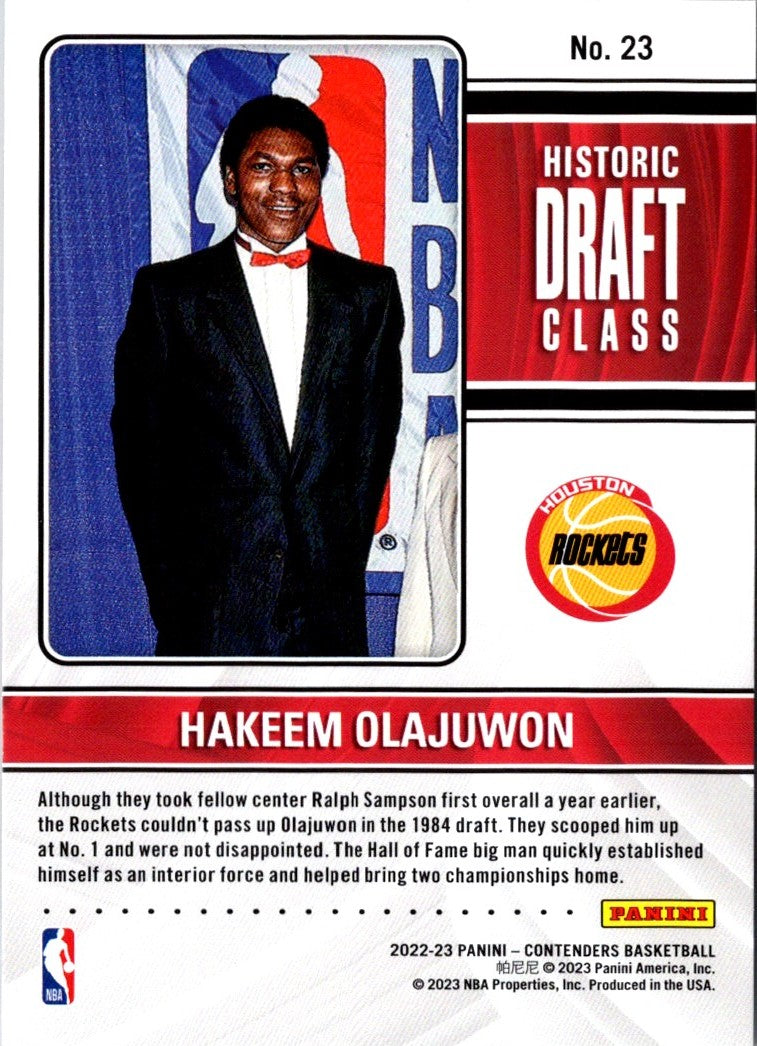 2022 Panini Contenders Historic Draft Class Hakeem Olajuwon