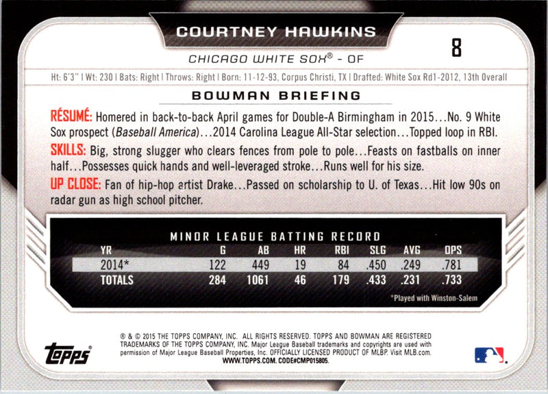 2015 Bowman Draft Picks & Prospects Courtney Hawkins