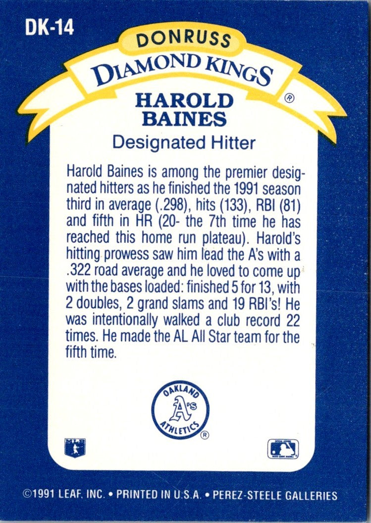 1992 Donruss Diamond Kings Harold Baines