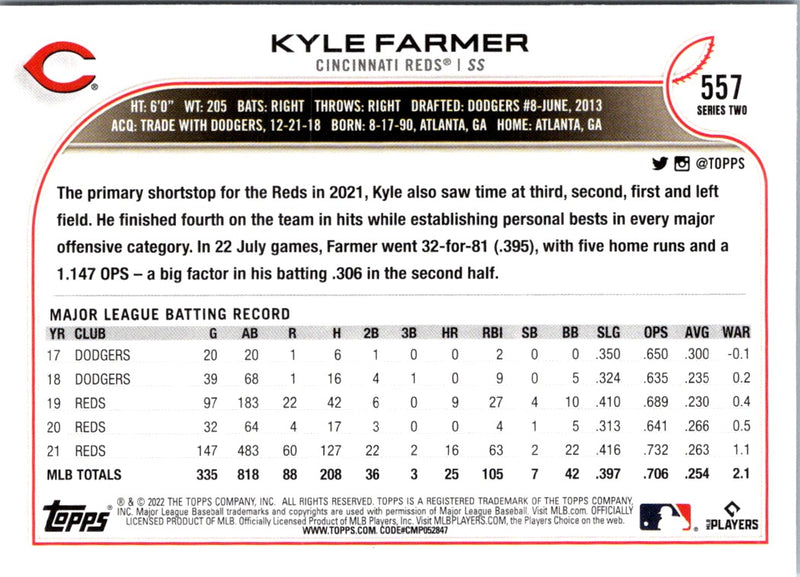 2022 Topps Kyle Farmer