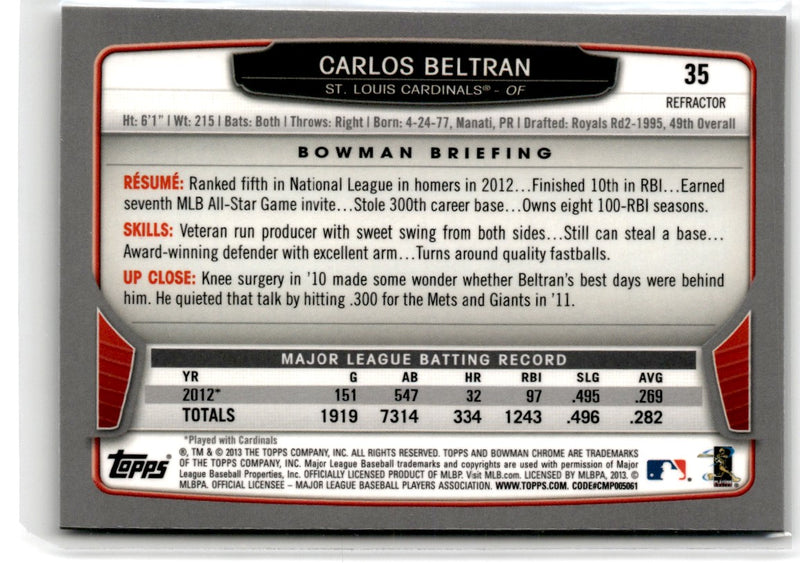 2013 Bowman Chrome Carlos Beltran