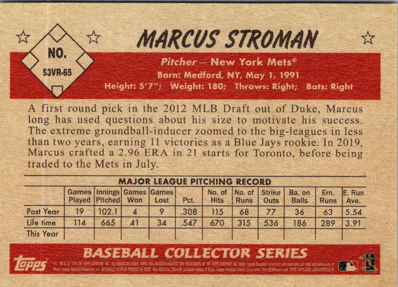 2019 Topps Big League Gold Marcus Stroman