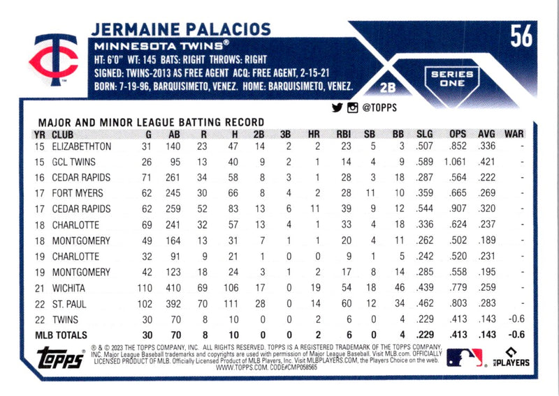 2023 Topps Jermaine Palacios