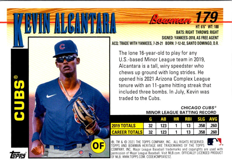 2021 Bowman Heritage Kevin Alcantara